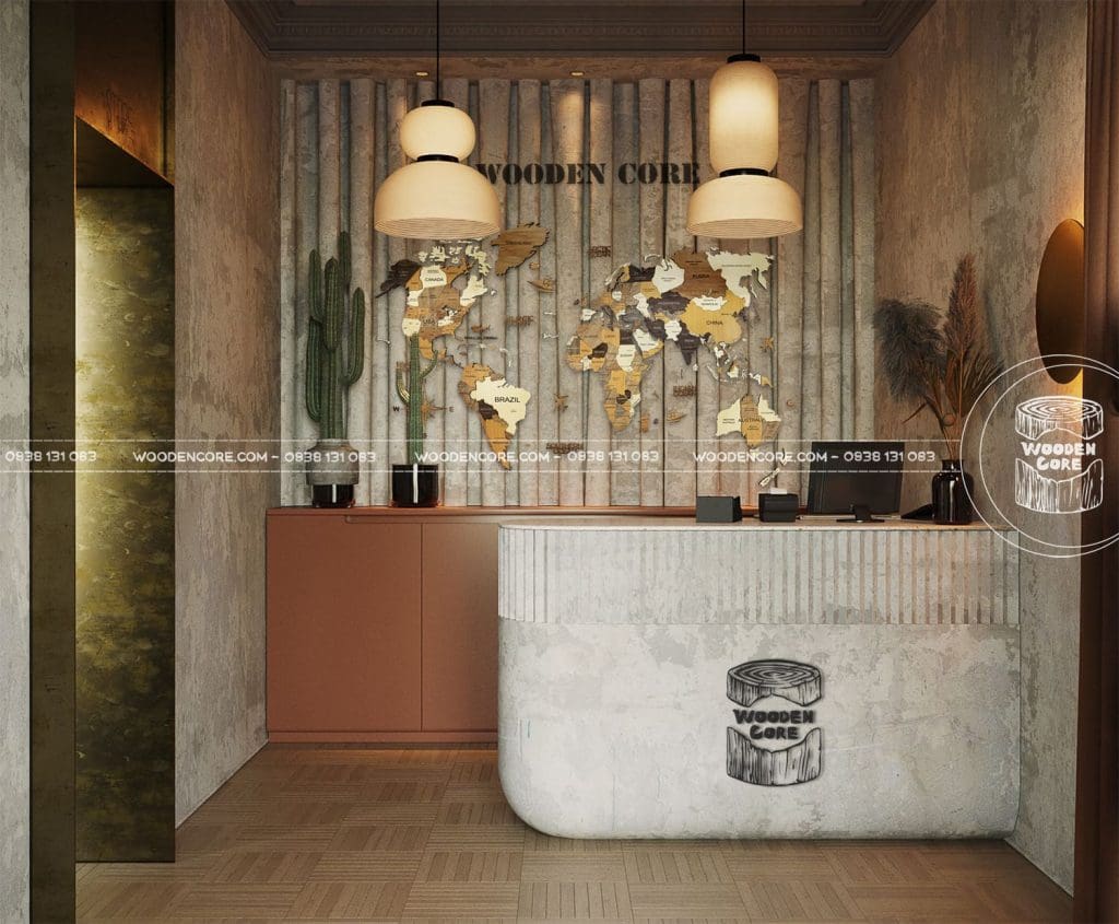 Bản đồ gỗ 3D trang trí sảnh lễ tân