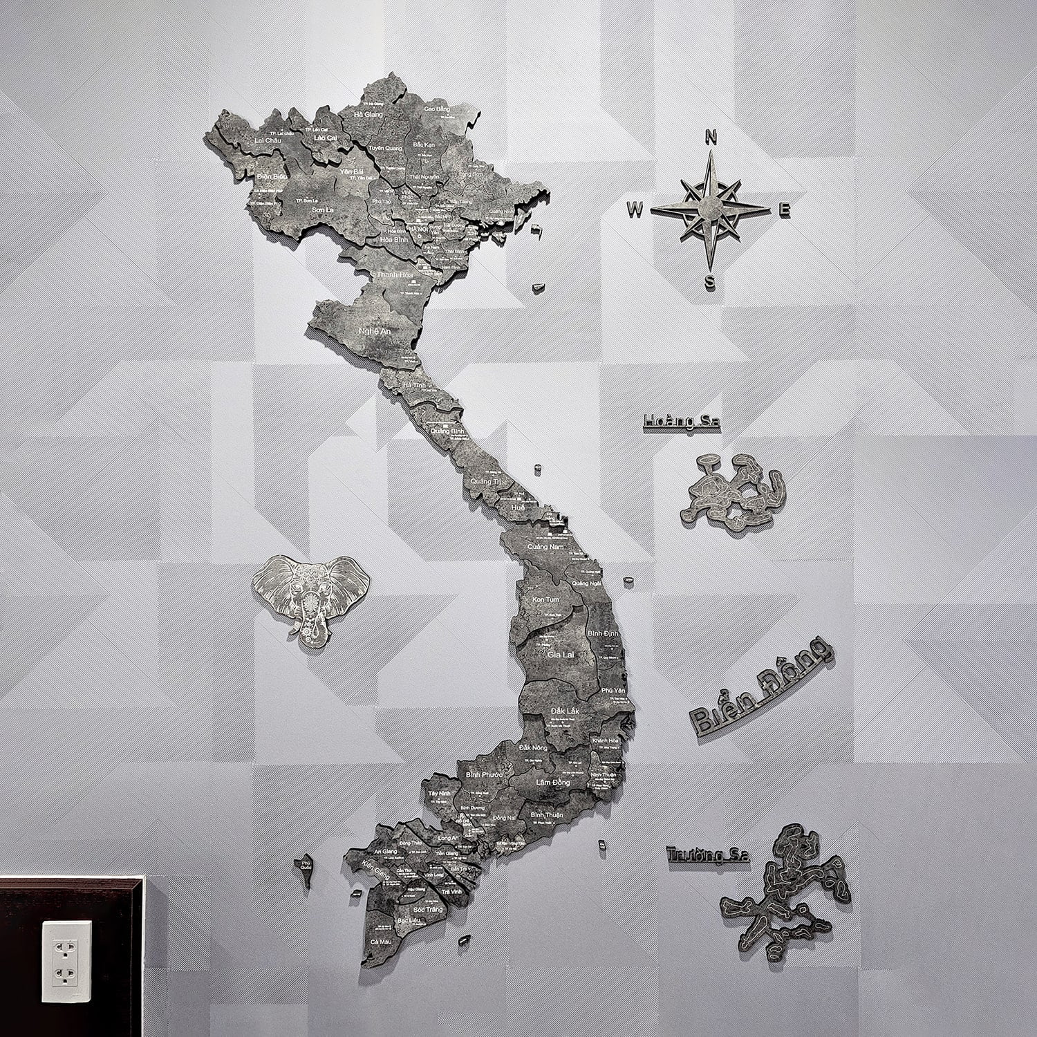 Bản đồ gỗ Việt Nam 3D màu xám the Moon ban do go viet nam 3d mau xam the moon