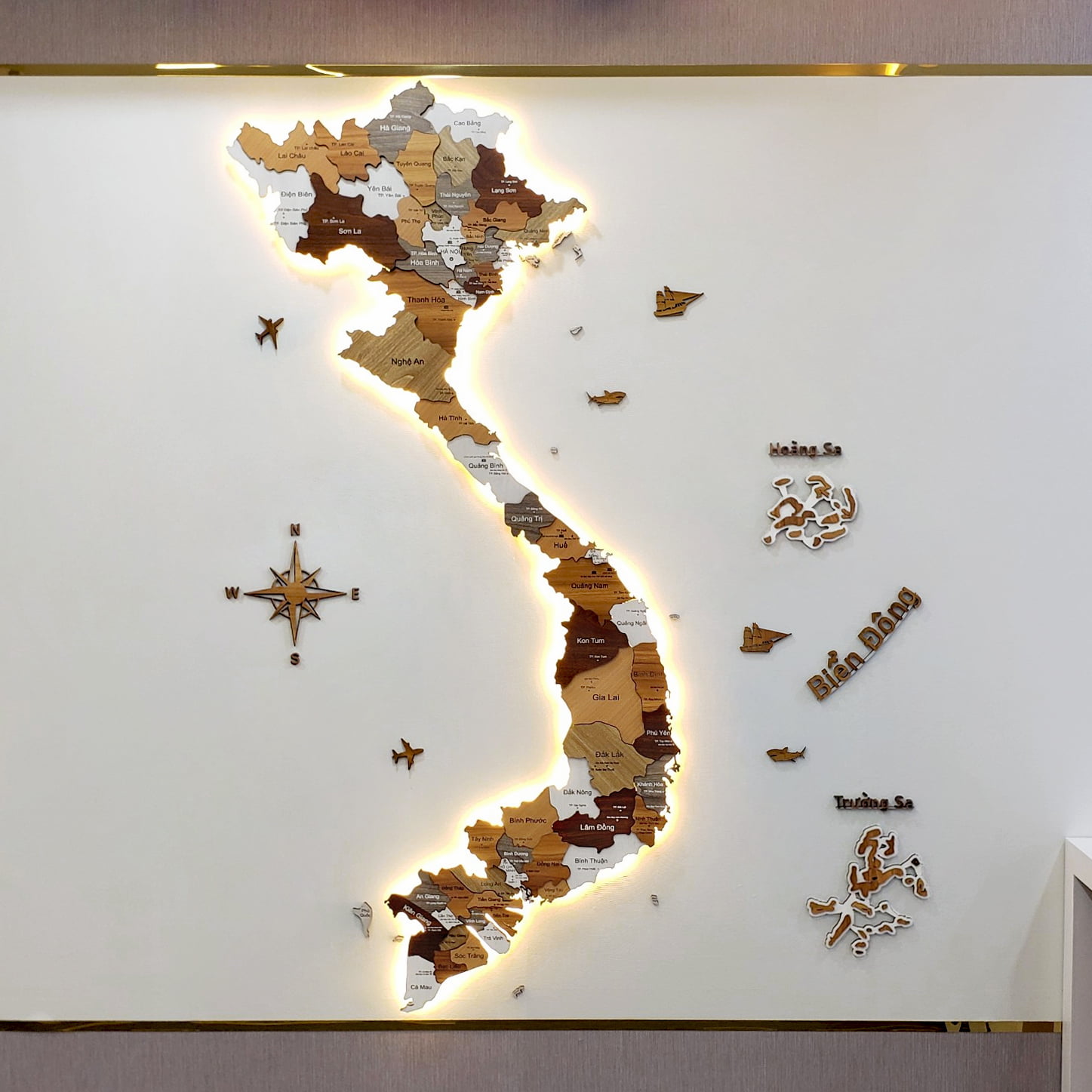 Bản đồ Việt Nam bằng gỗ 3d Led flower ban do viet nam bang go 3d led flower
