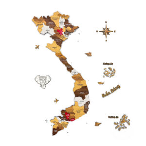 Bản Đồ Việt Nam Bằng Gỗ 3D (34 tỉnh) - Mix 5 màu (Vanilla)